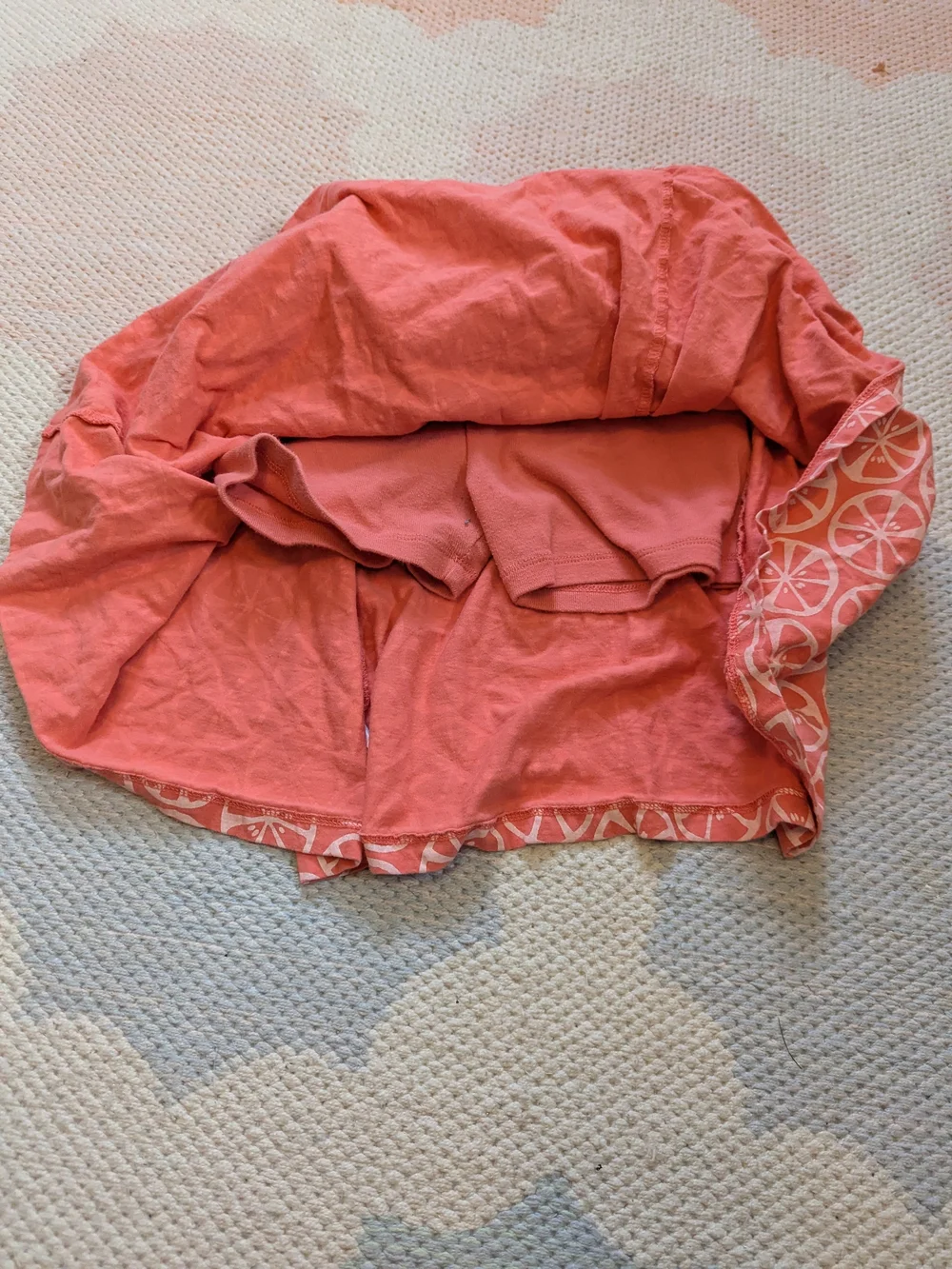Girls Coral Orange Citrus-Print Skort